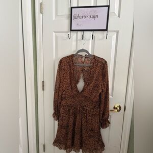 Long Sleeve Leopard Print short, flowy Dress